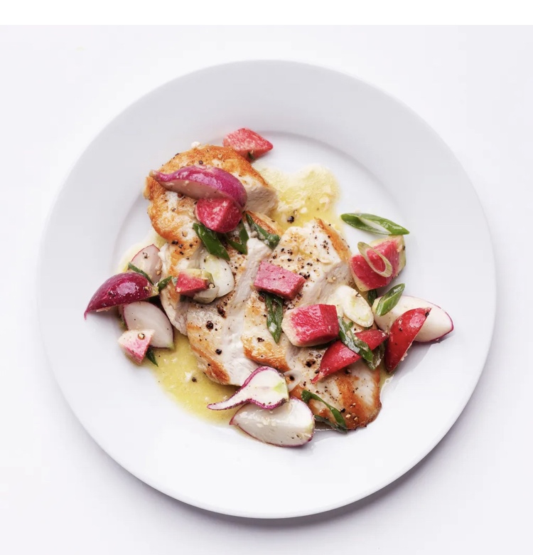 Chic Chick Dinner-  Pan-Seared Chicken Breasts With Crunchy Radish&nbsp;Salad